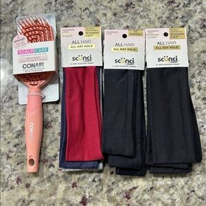 SCUNCI CONAIR LOT OF 4 HEADBANDS & Hairbrush